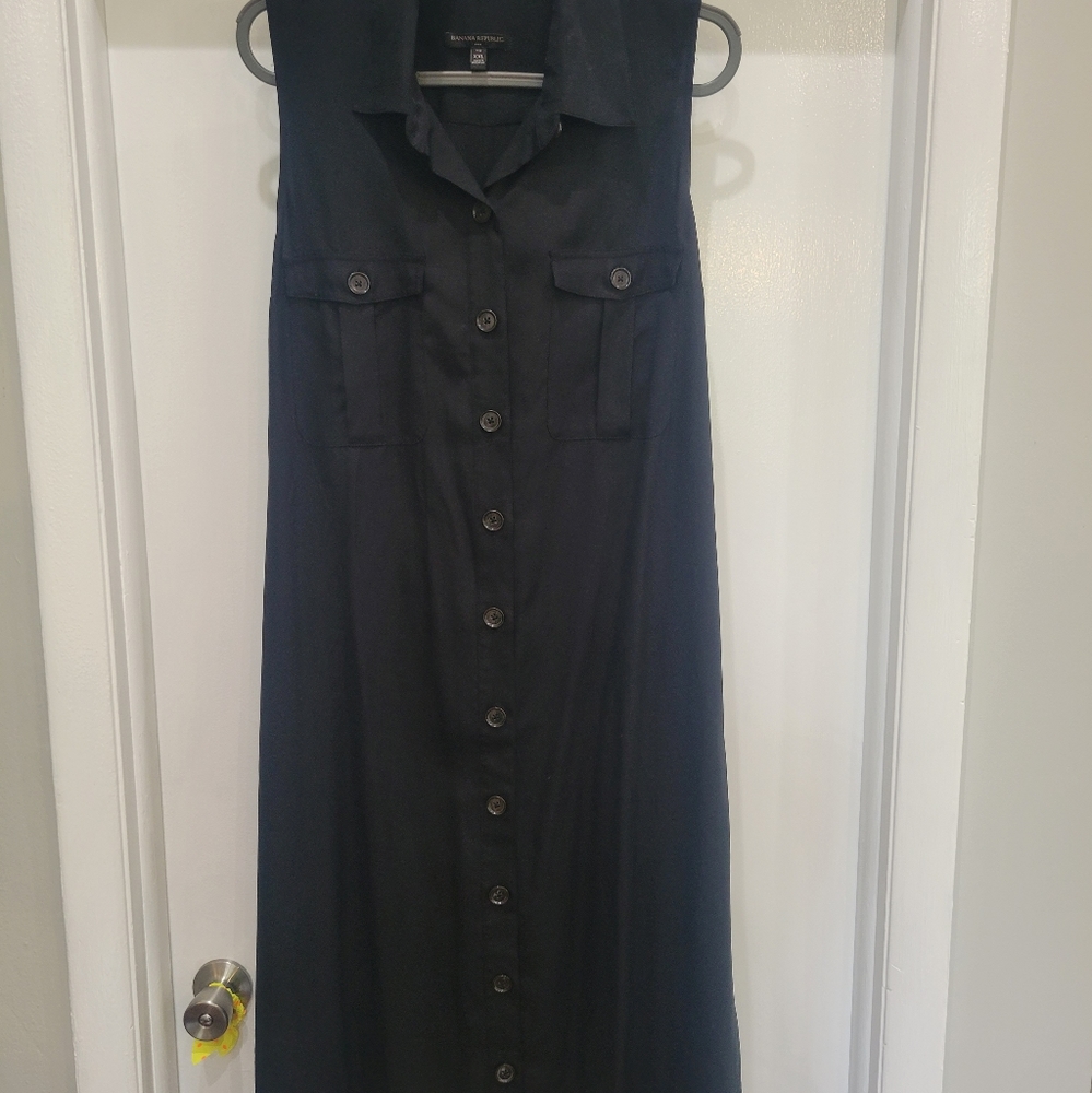 Button Down Belt Collar Dress